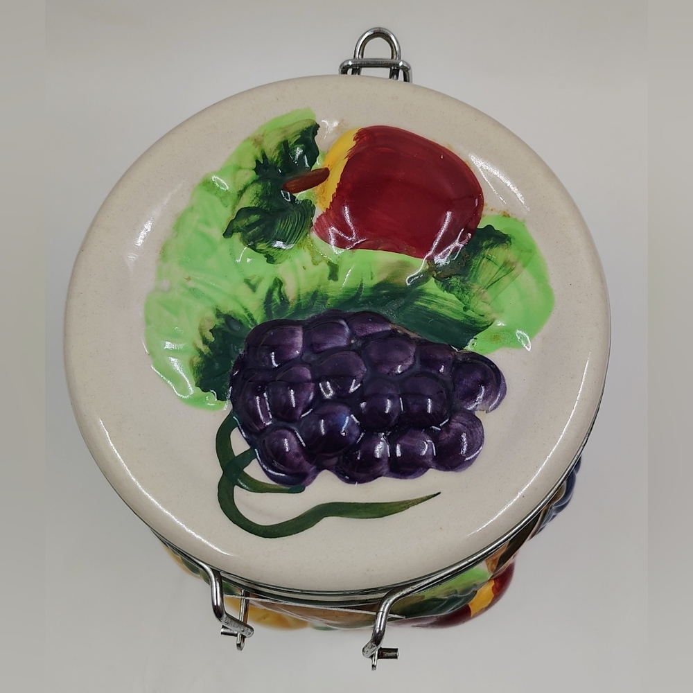 Vintage Fruit Ceramic Lock Canister Retro Kitchen - Picture 5 of 11